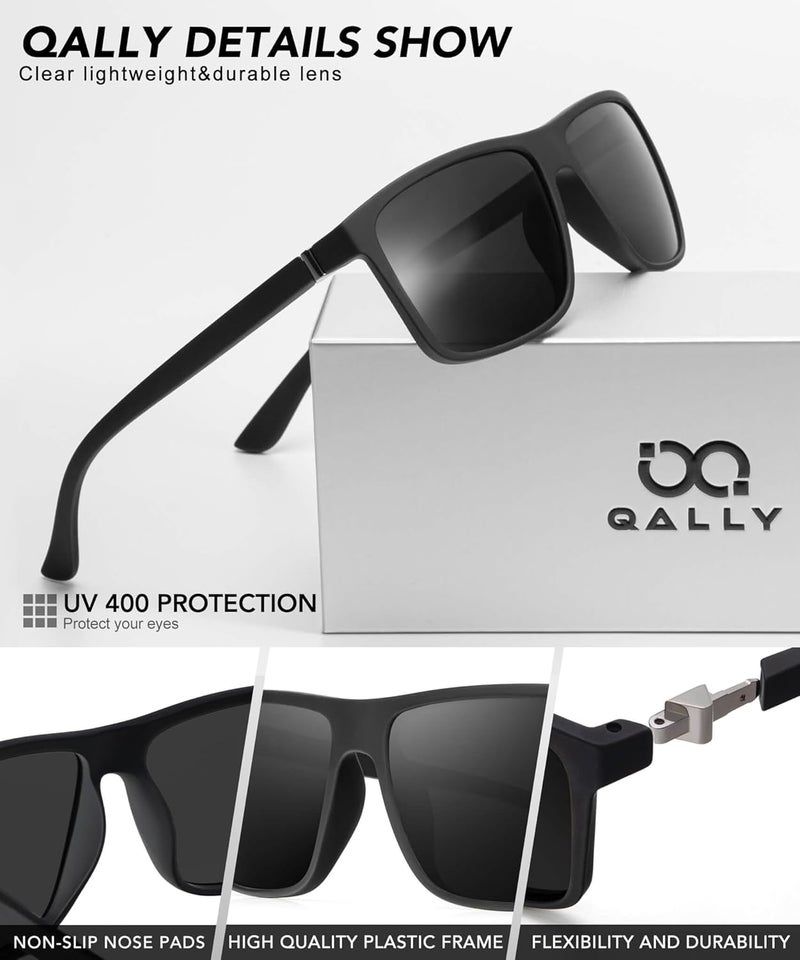 QALLY Store Polarized Sunglasses for Men Rectangular Frame Men's Polarized Sunglasses Sports Sunglasses with UV400 Protection - Image 3